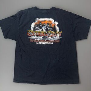 Harley Davidson T-Shirt Steel City Washington‎ PA XL Skull Pocket